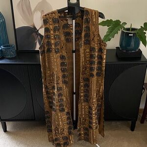 Vintage 90’s Brown and Black Women's Duster Vest
